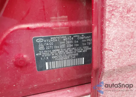 2020 Hyundai Ioniq Hybrid Blue из США, поврежденный, VIN KMHC65LC5LU228888